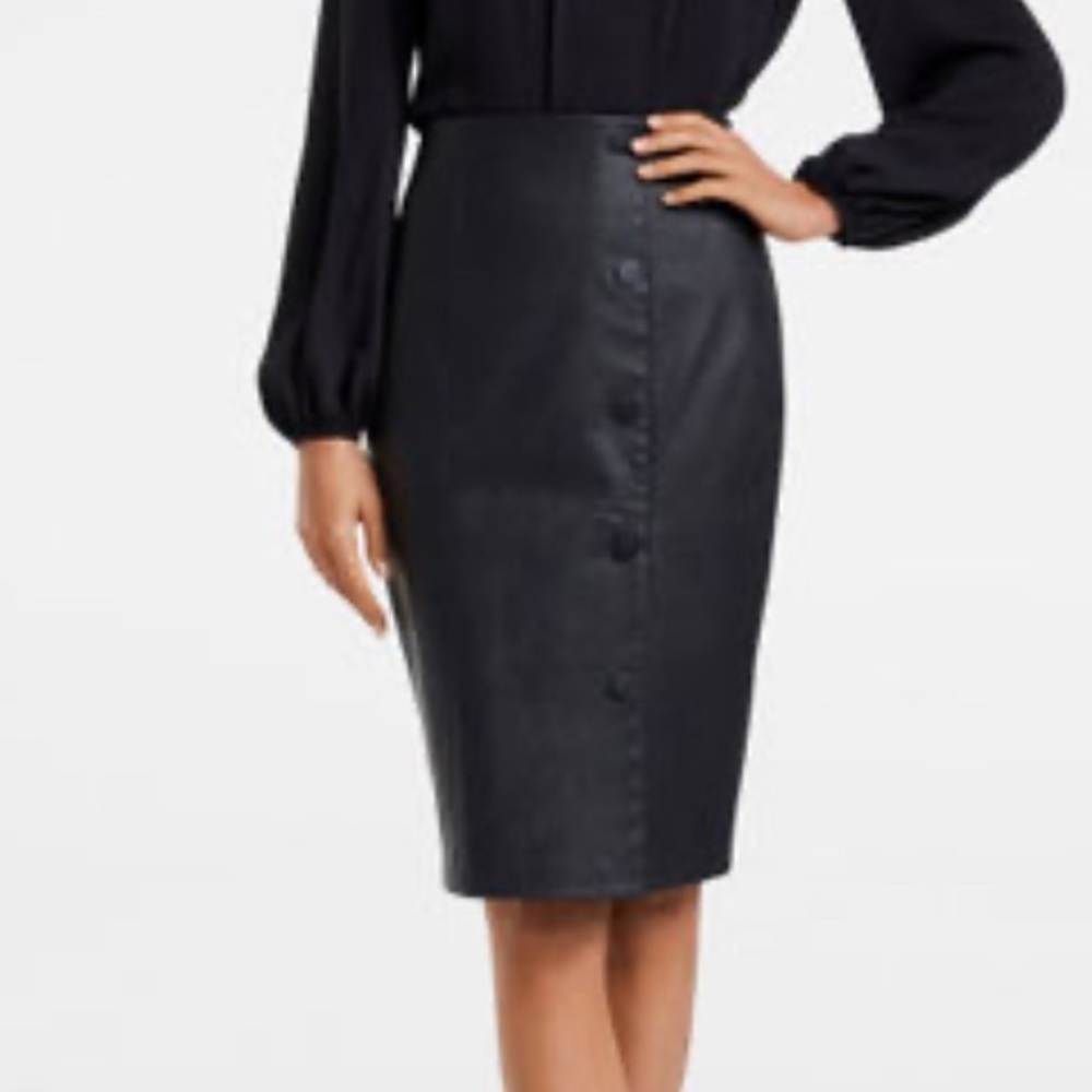 EVER new Melbourne faux leather  Black Solid Knee Length Pencil Skirt